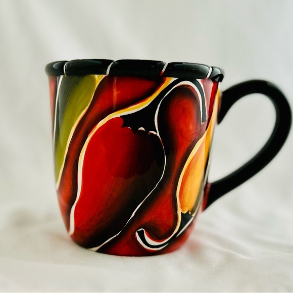 CLAY ART STONELIFE Pepper Large Coffee Mug “Cayenne” Vibrant Hot Peppers - Picture 1 of 7